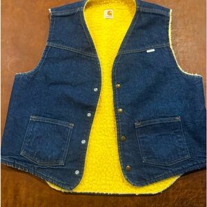 Vintage Shearling Denim Vest by Carharrt sz- Lrg